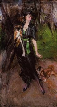 喬瓦尼 波爾蒂尼 Portrait of Lina Bilitis, with Two Pekinese